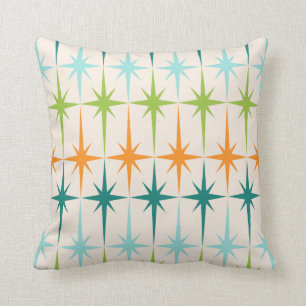 Vintage Geometric Starbursts Throw Pillow