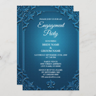Vintage Geometric Teal Turquoise Engagement party Invitation