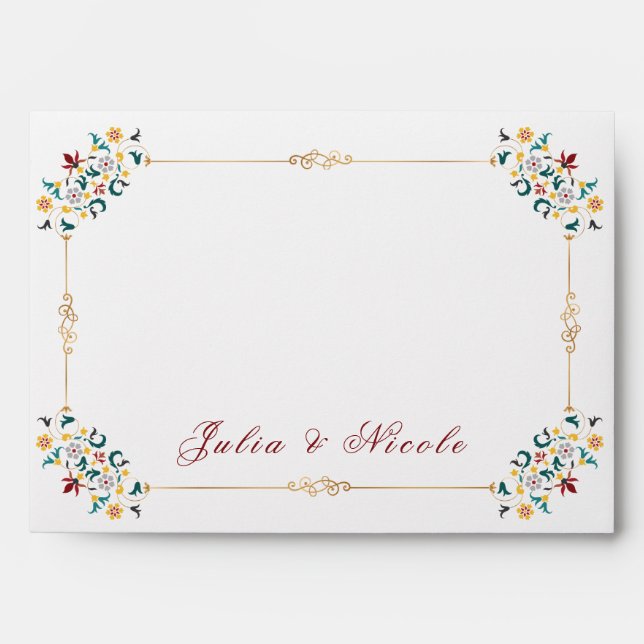Vintage Geometry Intricate Classical Motif Wedding Envelope (Front)