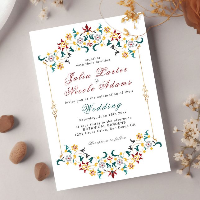 Vintage Geometry Intricate Classical Motif Wedding Invitation (Creator Uploaded)