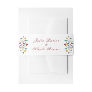 Vintage Geometry Intricate Classical Motif Wedding Invitation Belly Band