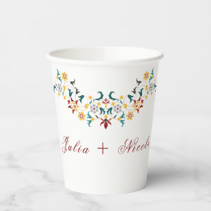 Vintage Geometry Intricate Classical Motif Wedding Paper Cups