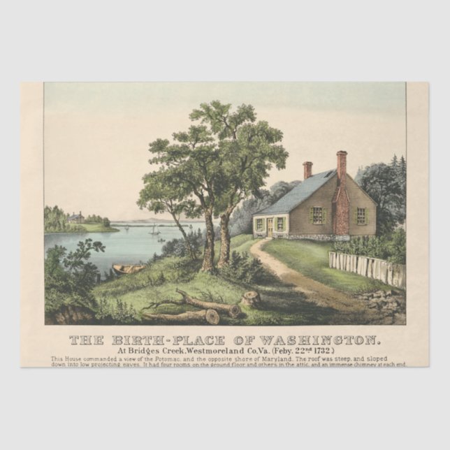 Vintage George Washington Birthplace Decoupage Tissue Paper (Front)