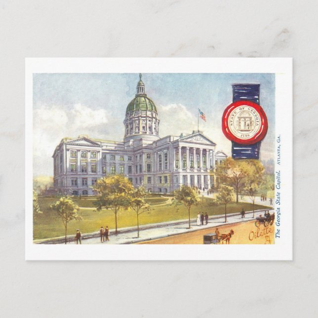 Vintage Georgia Capitol with Seal Postcard (Front)