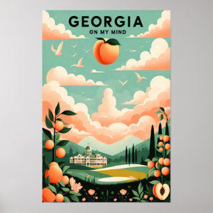 Vintage Georgia Peach Travel Poster