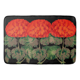 Vintage Geranium Trio - bold floral Bath Mat