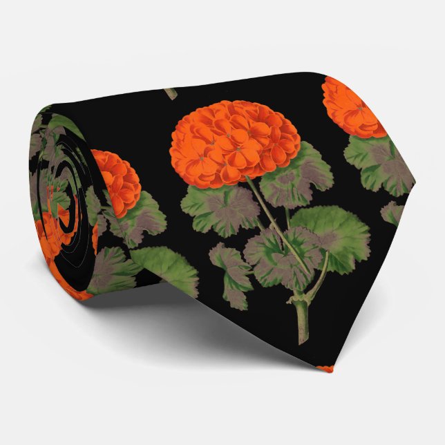 vintage geraniums - bold floral tie (Rolled)