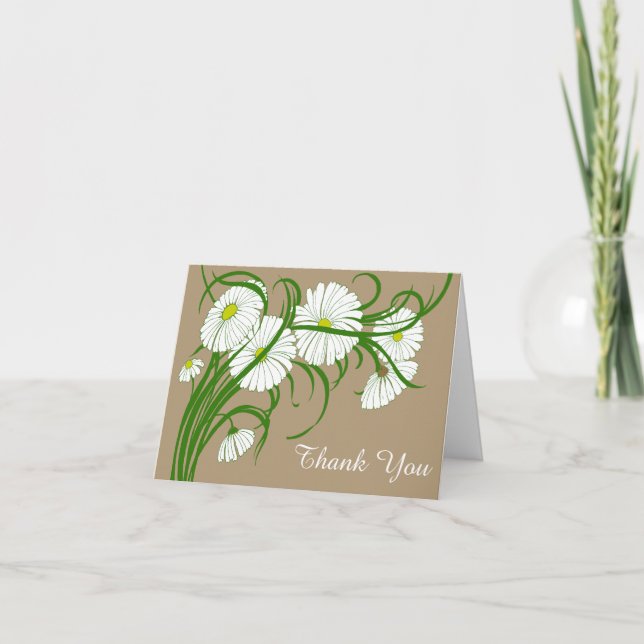 Vintage Gerber Daisy Flowers Wedding Thank You Card (Front)
