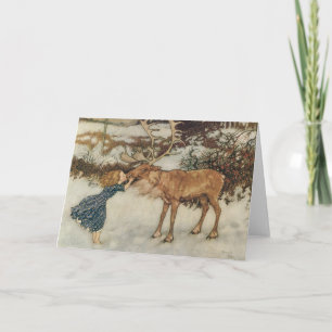 Vintage Gerda and the Reindeer by Edmund Dulac Holiday Card