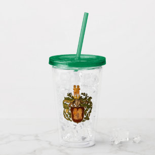 Vintage German Brown and Gold Gemini Coat of Arms Acrylic Tumbler
