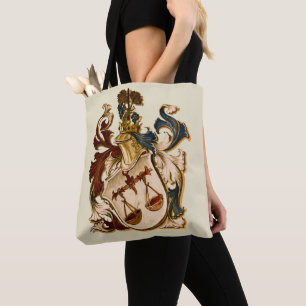 Vintage German Brown and Gold Libra Coat of Arms Tote Bag