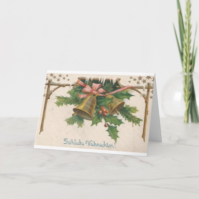 Vintage German Christmas Bells Greeting Card (Front)