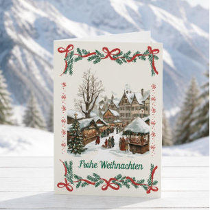 Vintage German Christmas market christmas Card