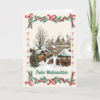 Vintage German Christmas market christmas Card