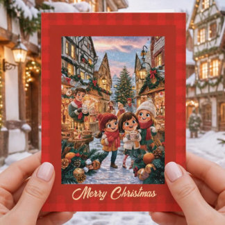 Vintage German Christmas Market Holiday Card