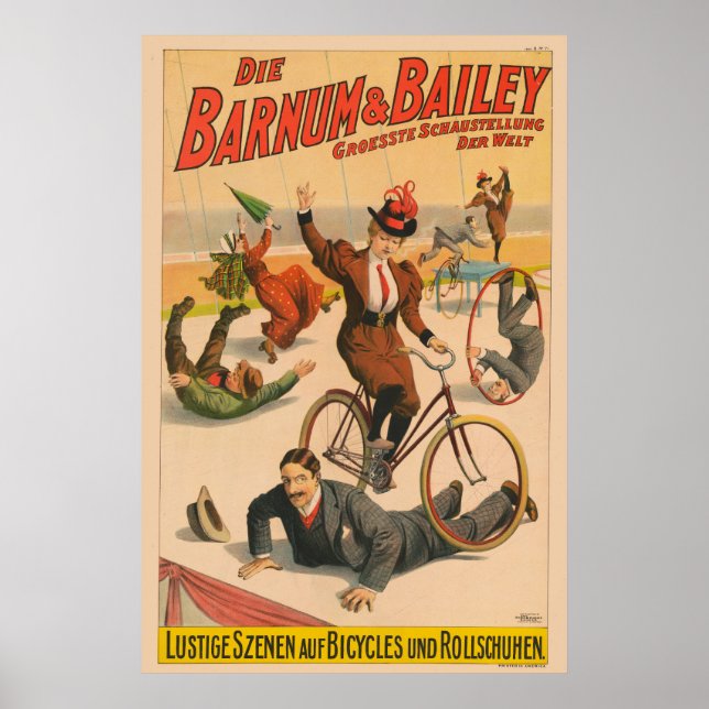 Vintage German Circus Poster Of Performers, 1900. (Front)