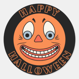 Vintage German Halloween Design Jack O'Lantern Classic Round Sticker