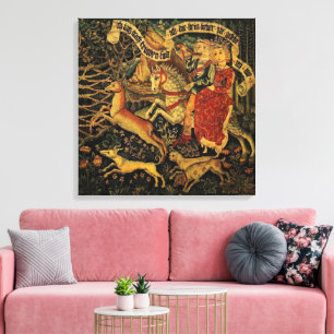 Vintage German Medieval Renaissance Love Hunting Canvas Print