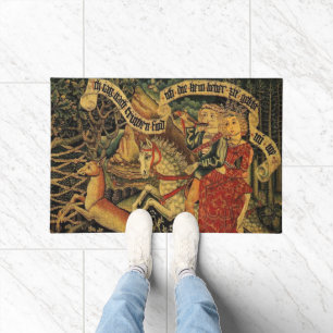 Vintage German Medieval Renaissance Love Hunting  Doormat