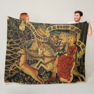 Vintage German Medieval Renaissance Love Hunting Fleece Blanket