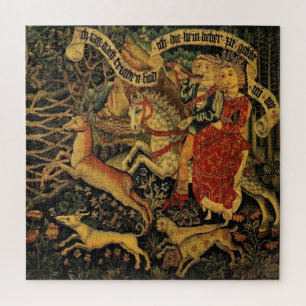 Vintage German Medieval Renaissance Love Hunting  Jigsaw Puzzle