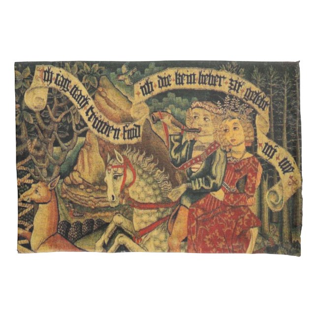 Vintage German Medieval Renaissance Love Hunting  Pillowcase (Front)