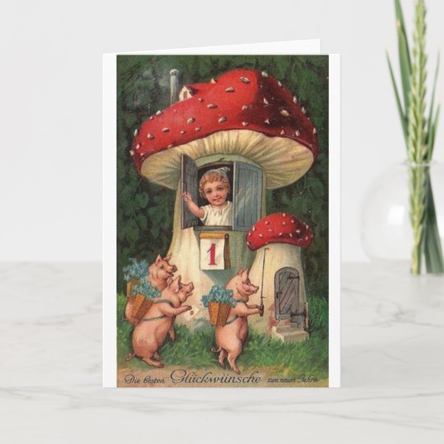 Vintage German New Year's Day Greeting Card (Front)
