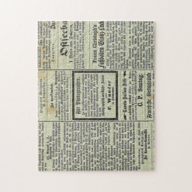 Vintage German newspaper puzzle (Vertical)