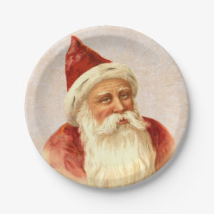 Vintage German Old Fashioned Santa Claus Christmas Paper Plate