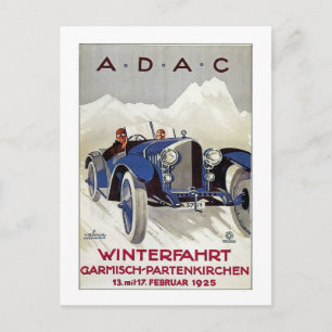 Vintage German Road Race Ad Postcard