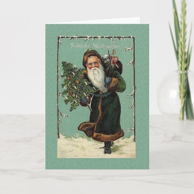 Vintage German Santa Christmas Card (Front)