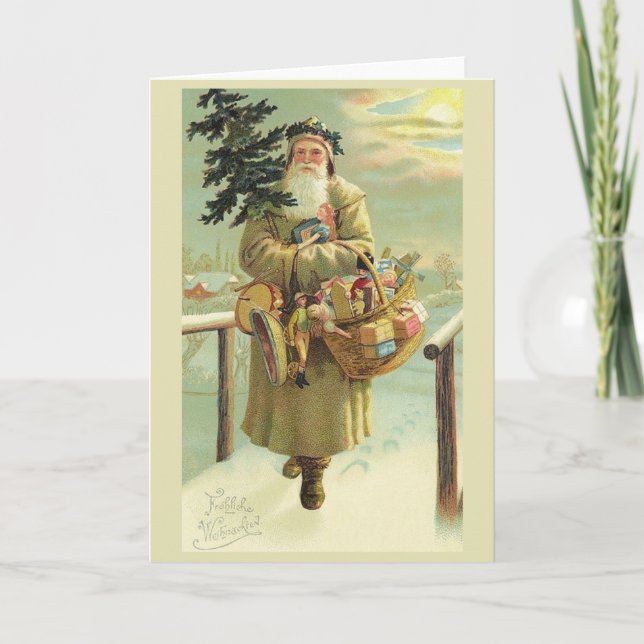 Vintage German Santa Christmas Card (Front)