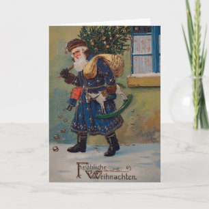 Vintage German Santa Christmas Greeting Card
