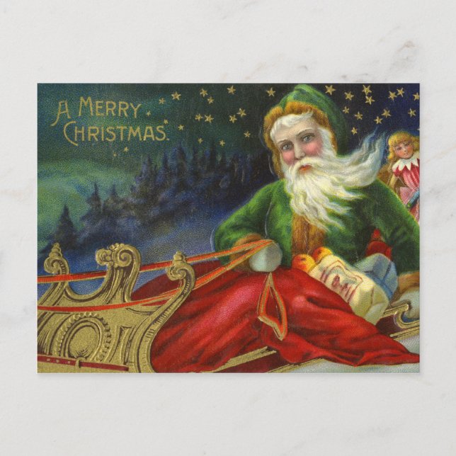 Vintage German Santa Claus Holiday Postcard (Front)