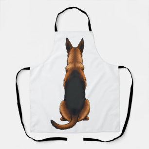 Vintage German Shepherd Back View Dog Illustration Apron