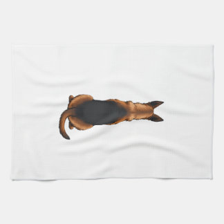 Vintage German Shepherd Back View Dog Illustration Kitchen Towel