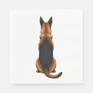 Vintage German Shepherd Back View Dog Illustration Napkin