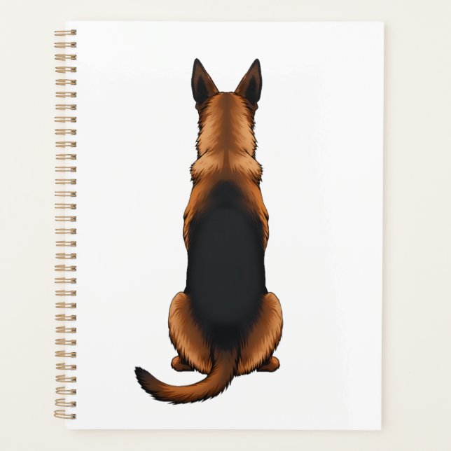Vintage German Shepherd Back View Dog Illustration Planner (Front)