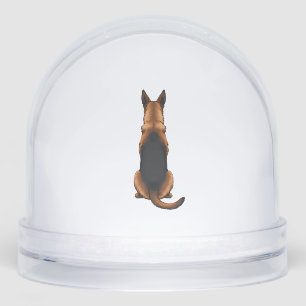 Vintage German Shepherd Back View Dog Illustration Snowglobe