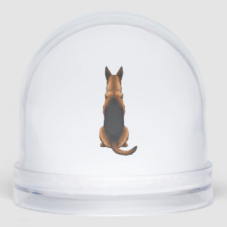 Vintage German Shepherd Back View Dog Illustration Snowglobe