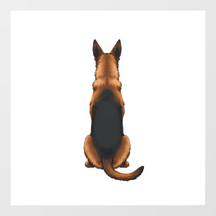 Vintage German Shepherd Back View Dog Illustration Window Cling