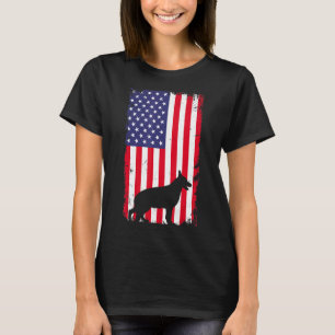Vintage German Shepherd Dog American Flag Patrioti T-Shirt