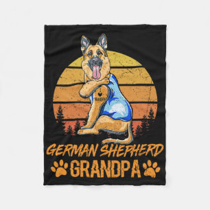 Vintage German Shepherd Dog Grandpa Paw Dad Father Fleece Blanket