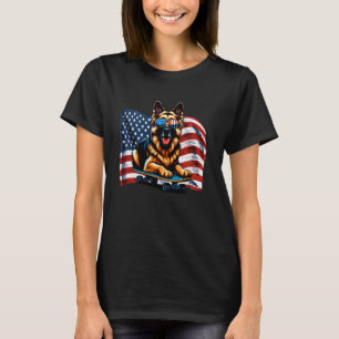 Vintage German Shepherd Dog Skateboarding American T-Shirt