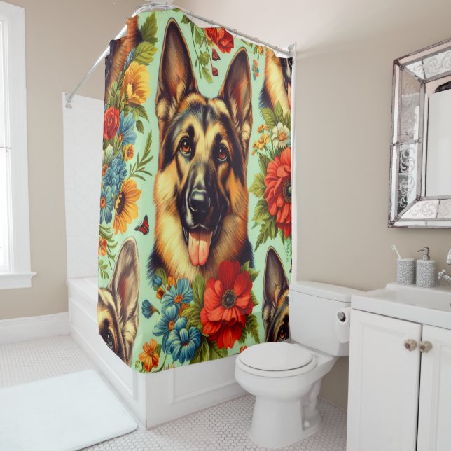 Vintage German Shepherd Floral (In Situ)