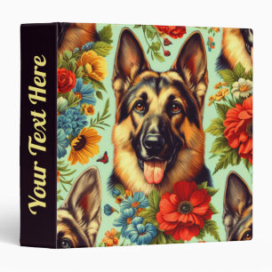 Vintage German Shepherd Floral Binder