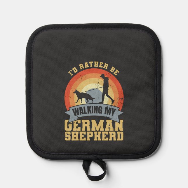 Vintage German Shepherd Owner Saying Pot Holder (Front)