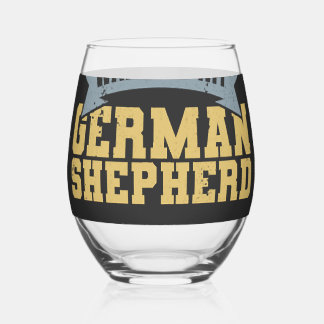 Vintage German Shepherd Owner Saying Stemless Wine Glass
