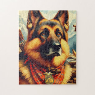 Vintage German Shepherd Painting Jigsaw Puzzle
