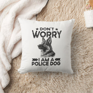 Vintage German Shepherd Police Dog Owner Funny Throw Pillow